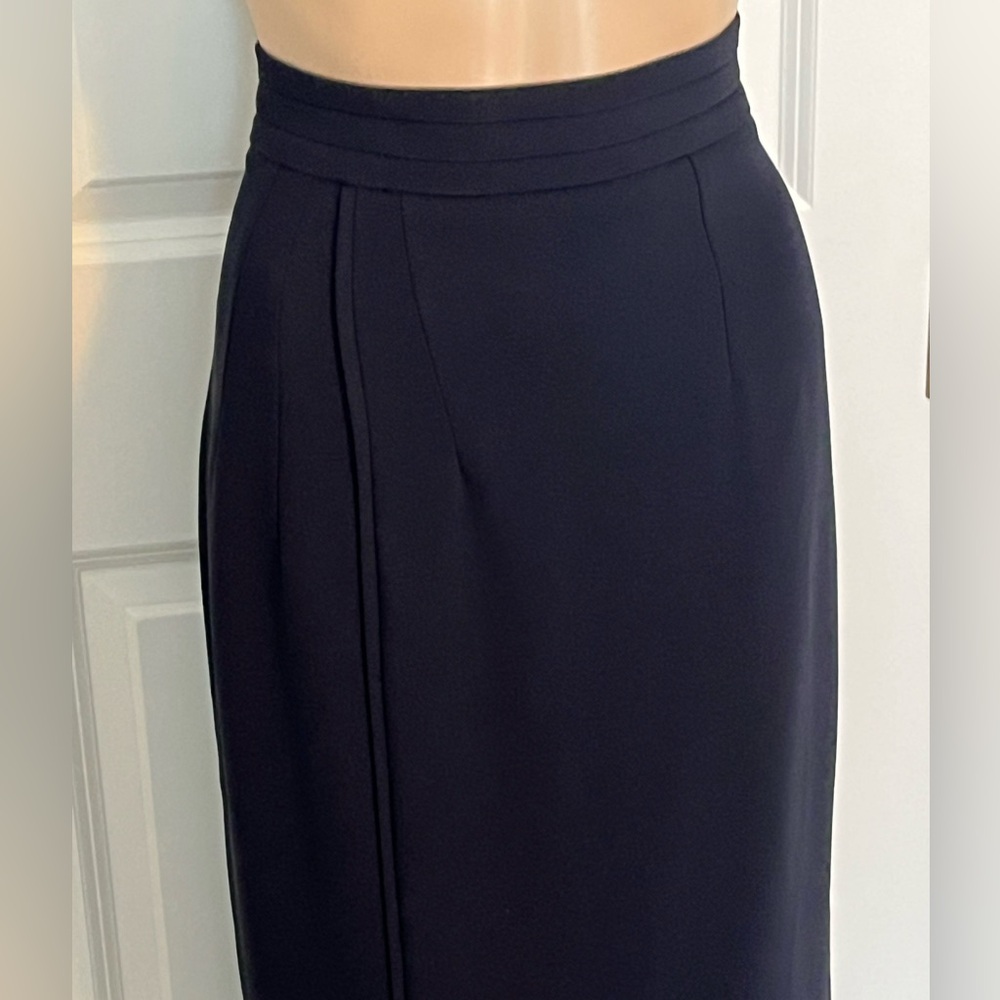 The Fold Le Marais pleated Navy Pencil Skirt - Picture 3 of 5